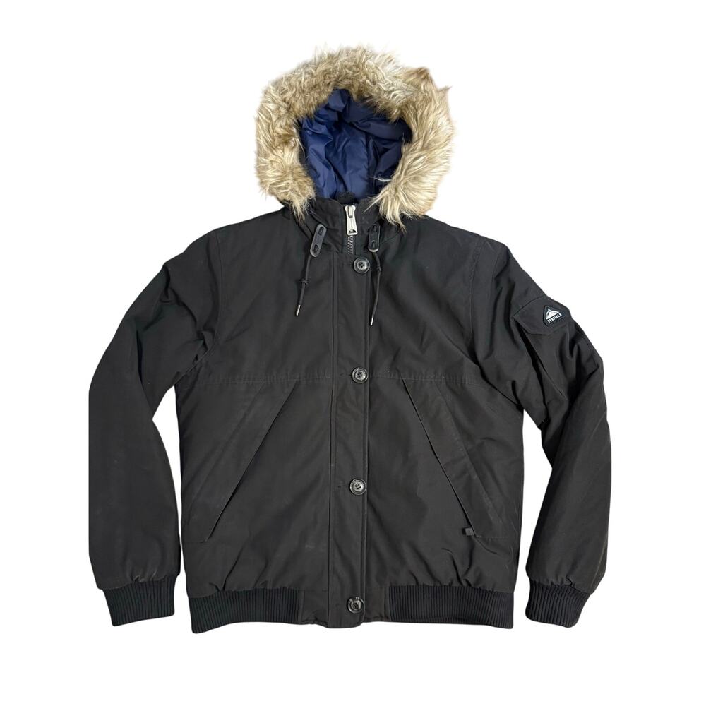 Penfield Vermont Bomber Jacket Winter Faux Fur Trim Black Women’s Size Large